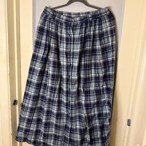 Orvis Blue and White flannel plaid A-Line Skirt